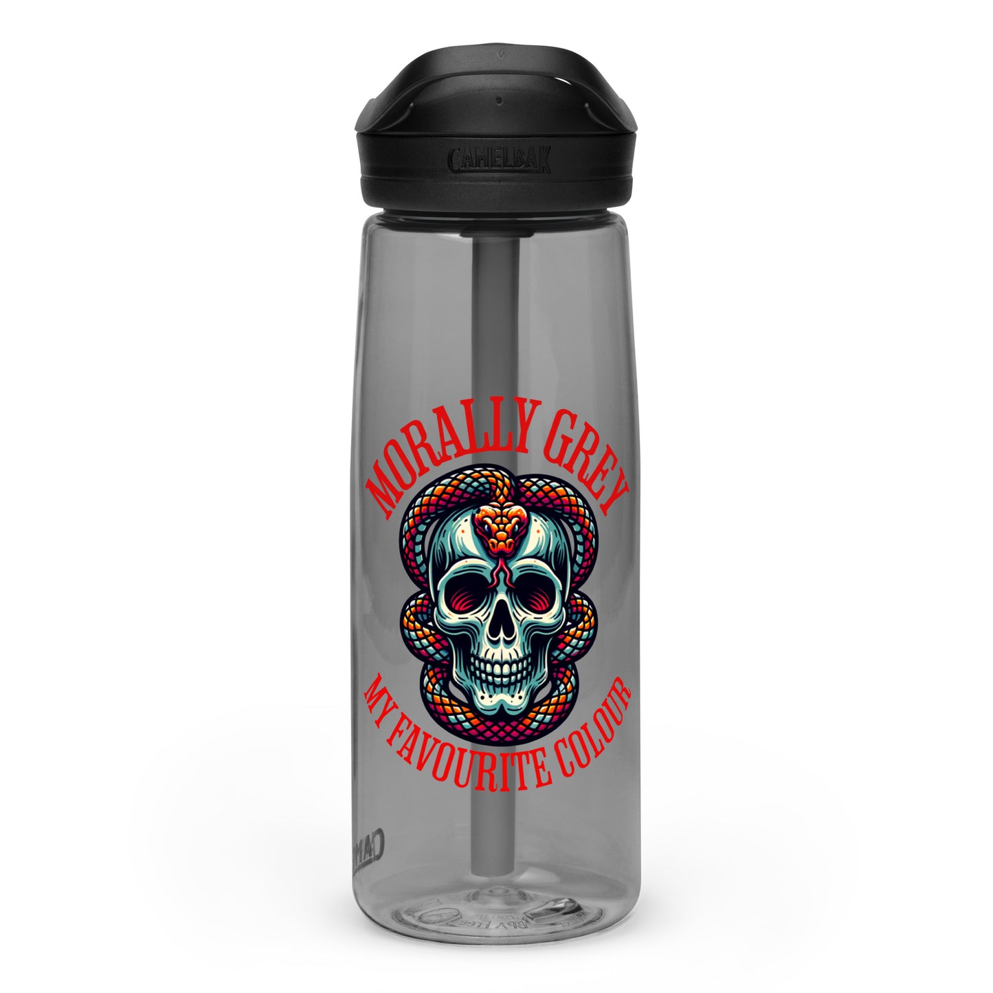Morally Grey water bottle - Bookslut Shirts