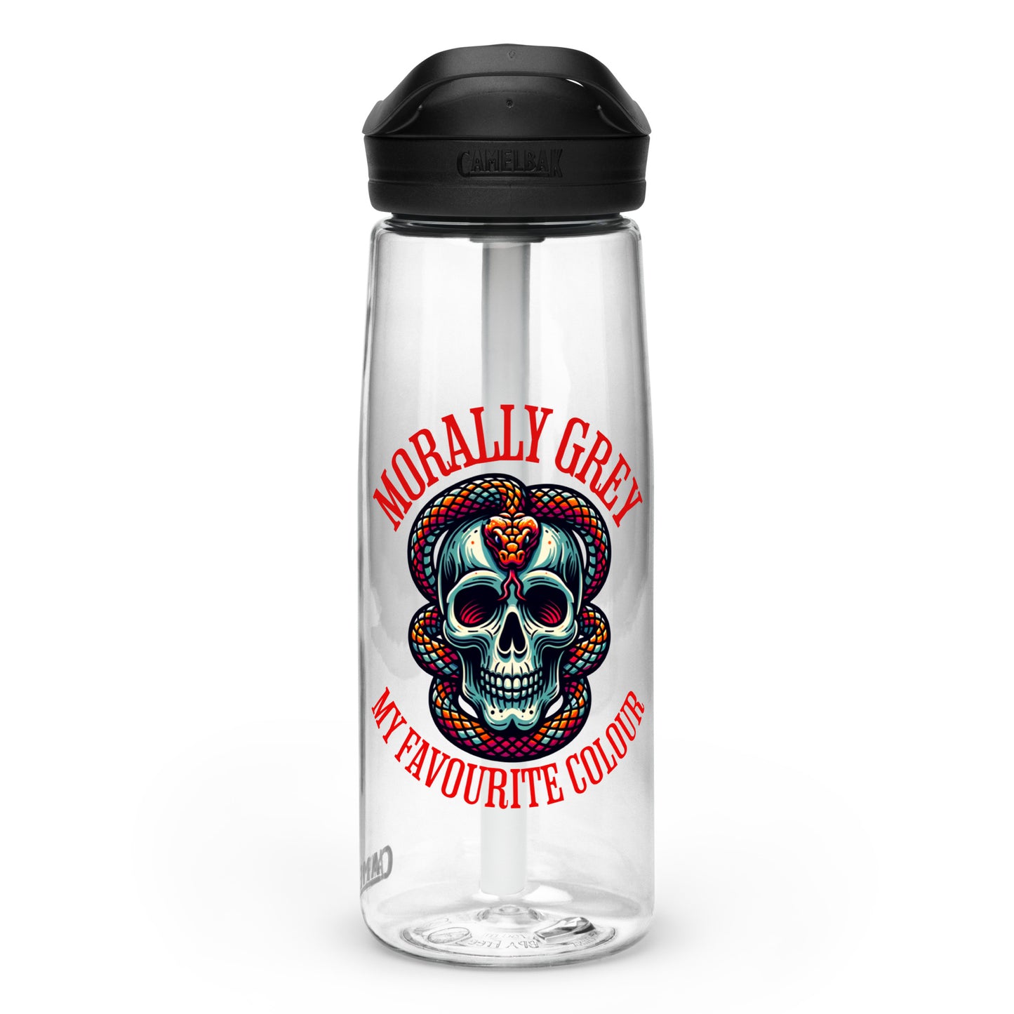 Morally Grey water bottle - Bookslut Shirts