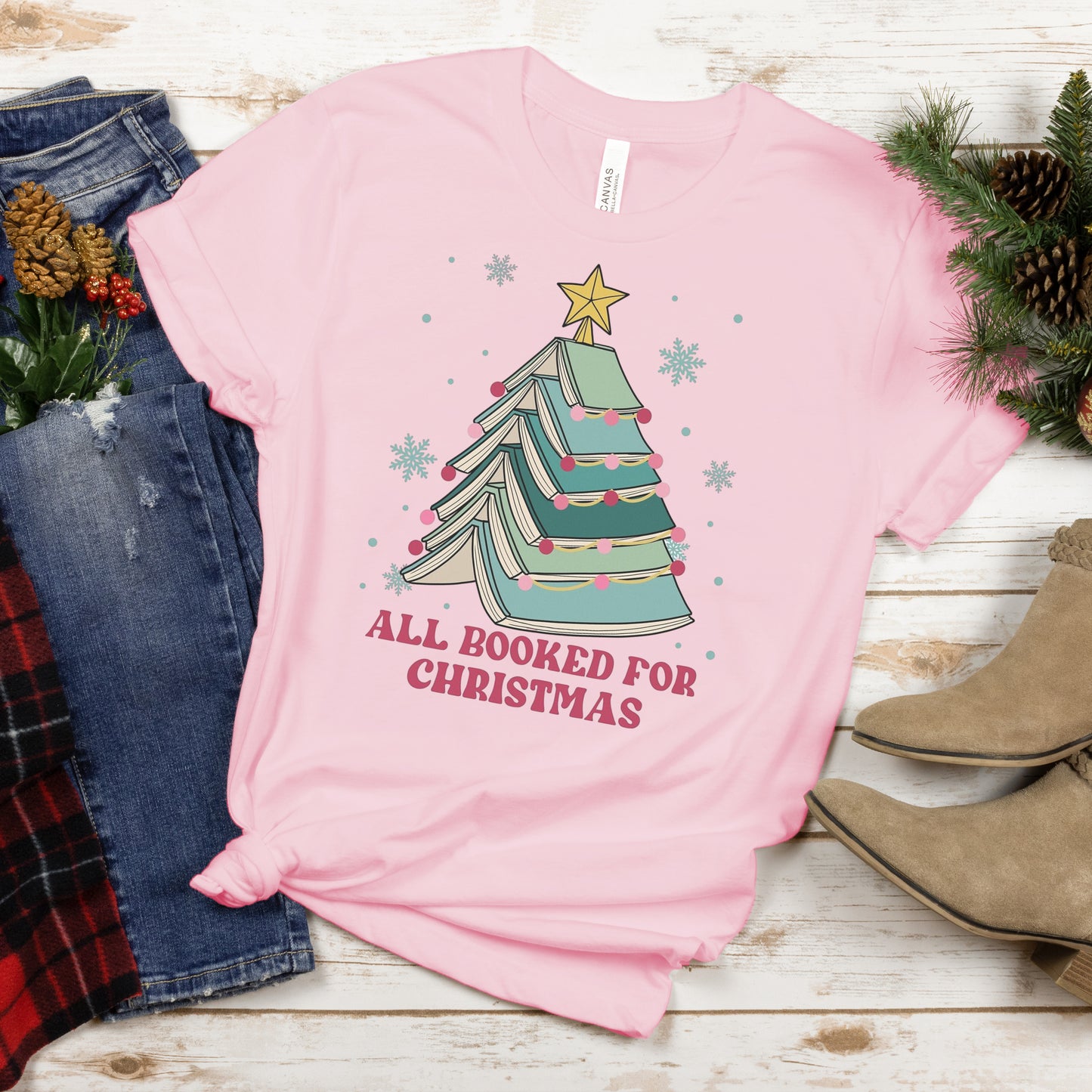All Booked for Christmas Tee