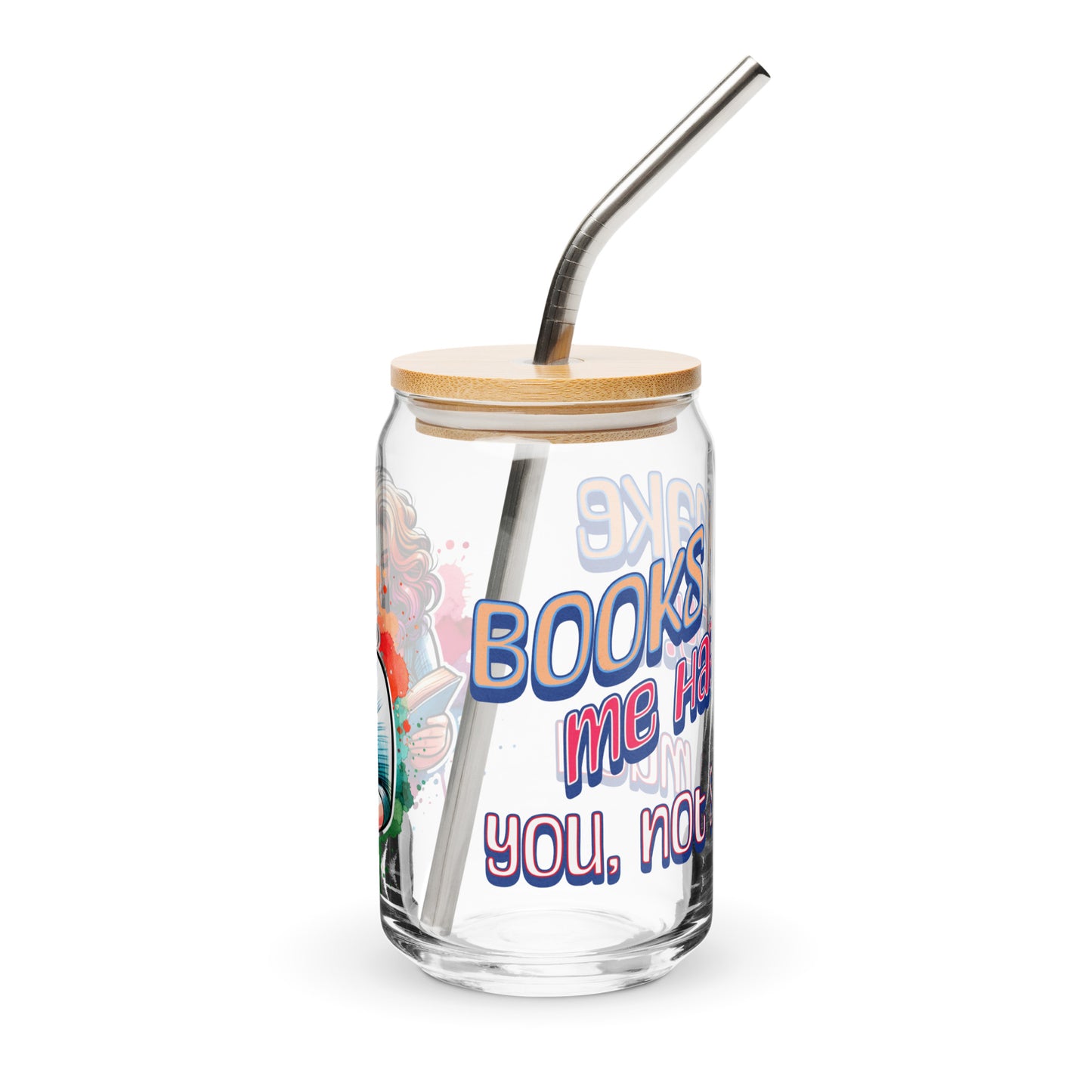 Books Make me Happy, You Not So Much Can-shaped glass