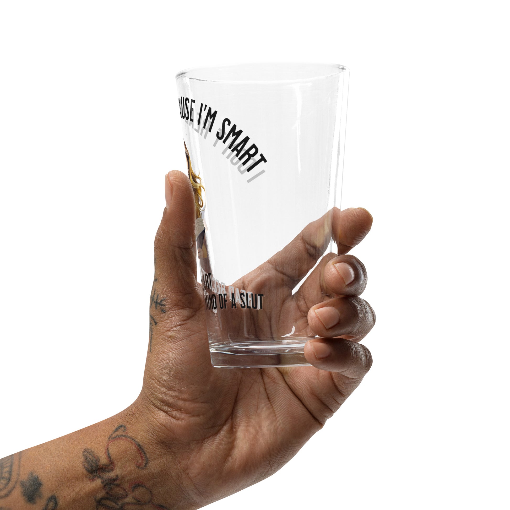 I don't Read Because... pint glass - Bookslut Shirts