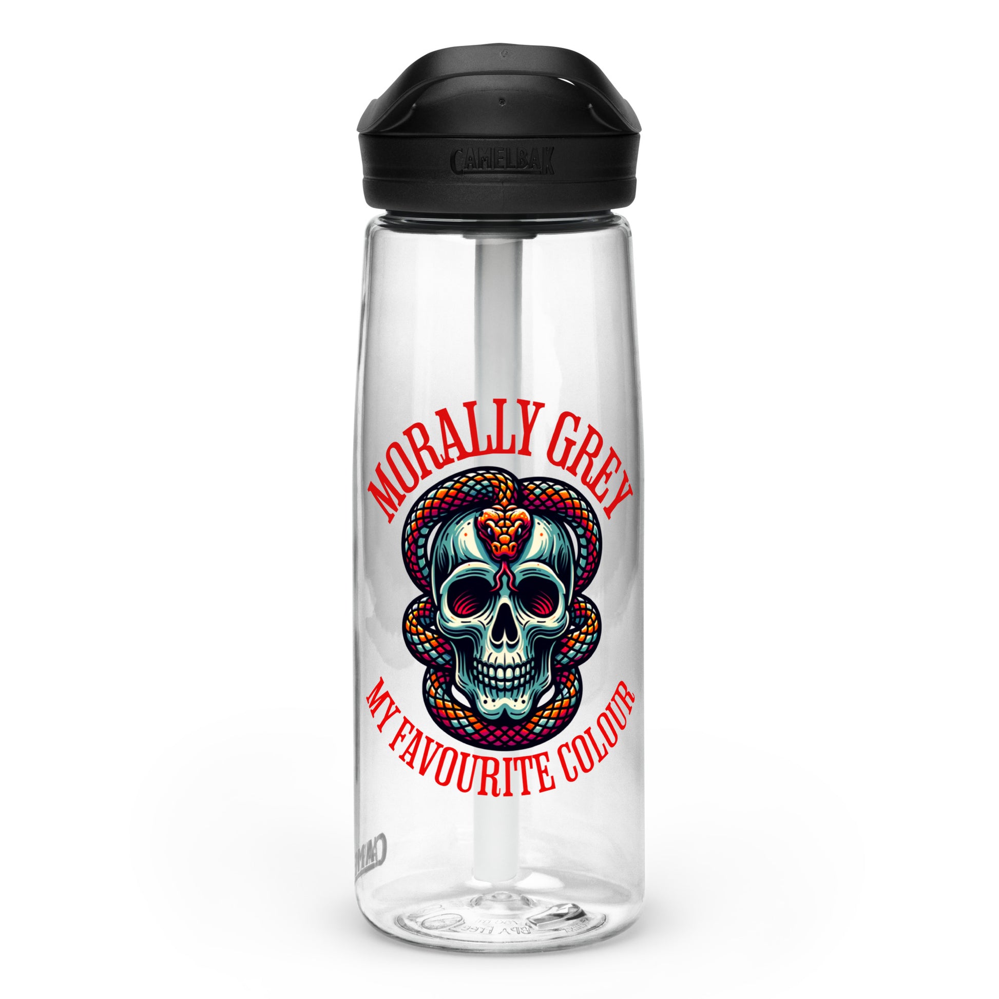 Morally Grey water bottle - Bookslut Shirts