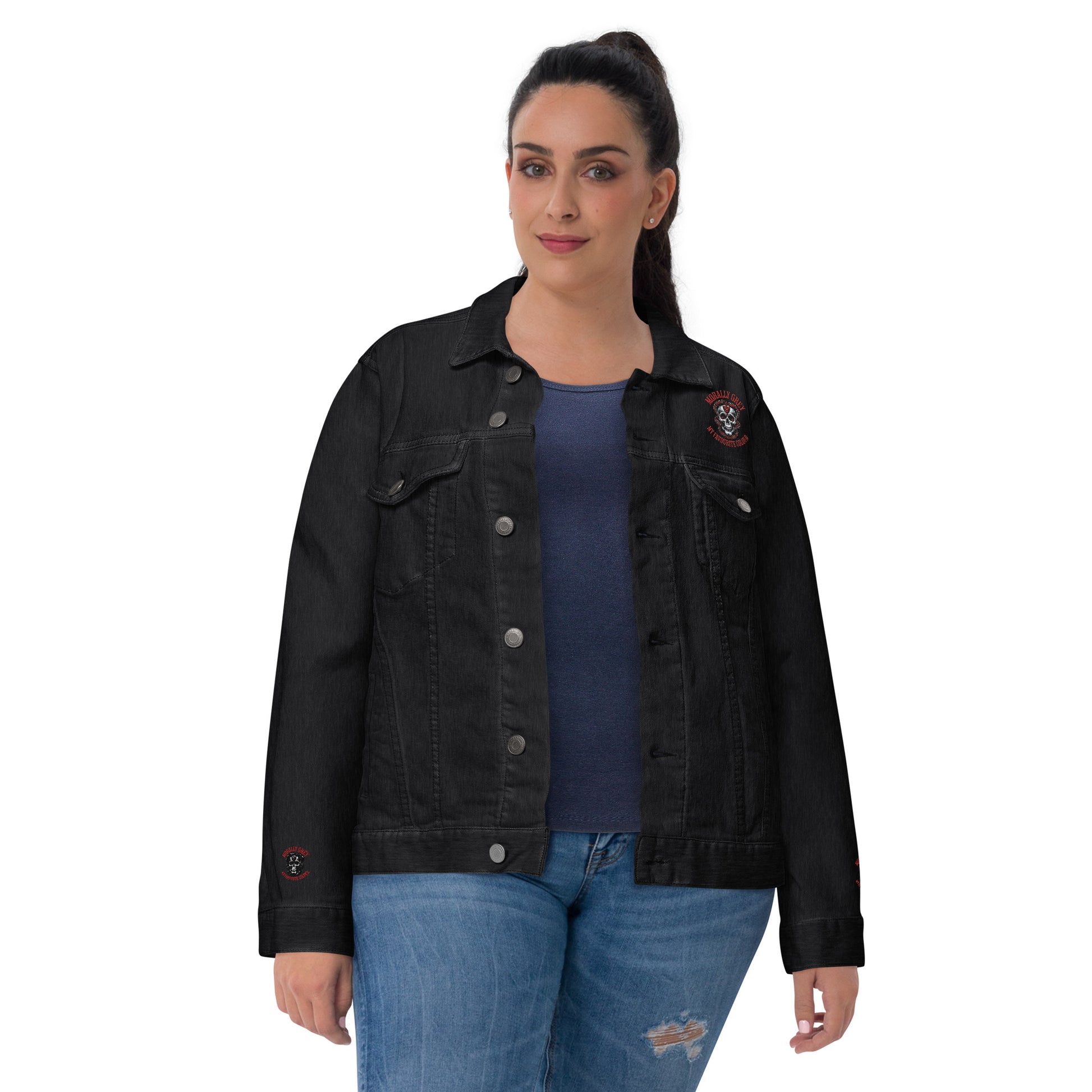 Morally Grey denim jacket - Bookslut Shirts