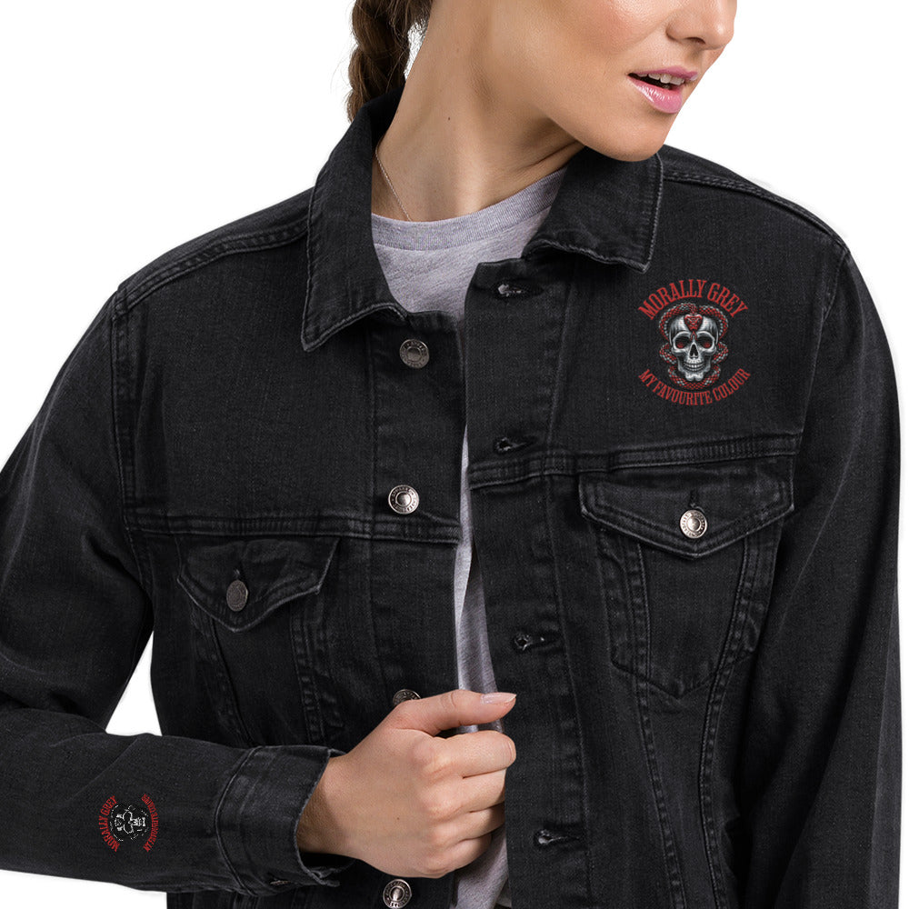 Morally Grey denim jacket - Bookslut Shirts