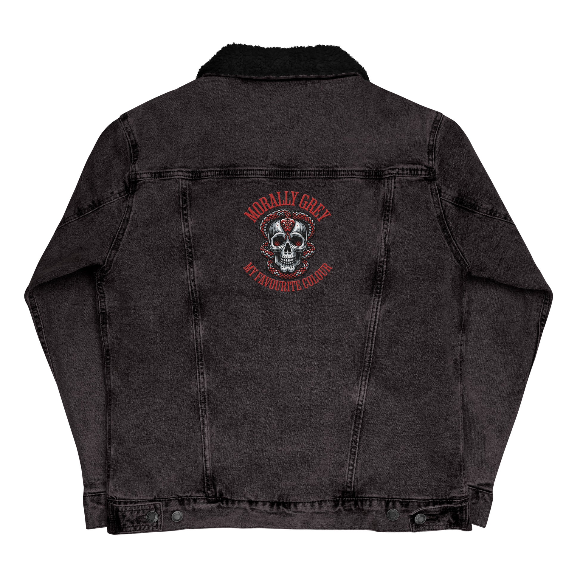 Morally Grey Unisex denim sherpa jacket - Bookslut Shirts